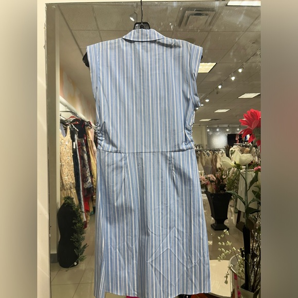 VERONICA BEARD FERRIS RUCHED
STRIPED BUTTON FRONT SHIRT-DRESS - Picture 2 of 2